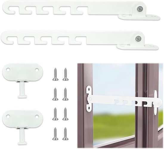 Fensterverriegelungsset Für Kippfenster, Metall, 2 Teilig, Inklusive Fensterstopper Und Schrauben