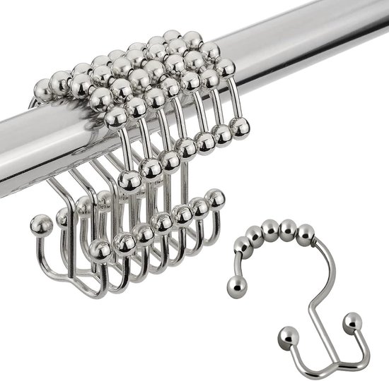 Duschvorhanghaken Aus Edelstahl Mit Doppelrollen 12er Set