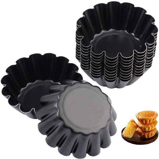 Dailygoods Tartelette Förmchen, 12 Stück Mini Tartelette Förmchen, 6,35 Cm Wiederverwendbare Tartelette Formen Antihaftbeschichtung Robuster Kohl