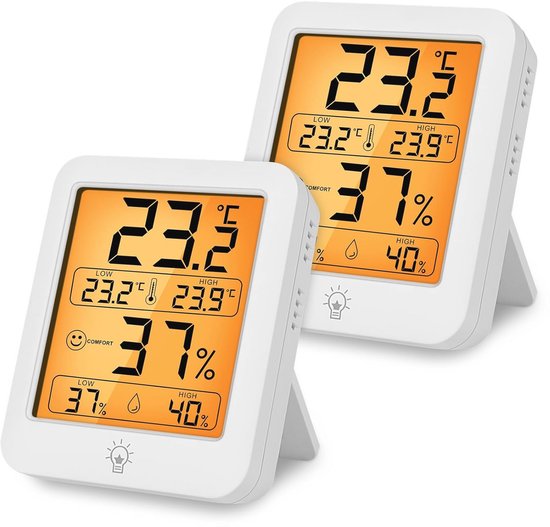 Digitales Raumthermometer, 2 Stück, Mit Hygrostat Und Smiley Anzeige Zur Überwachung Des Raumklimas