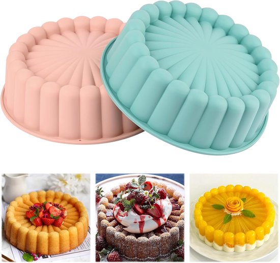 2 Teiliges Rundes Backform Set 20 Cm, Antihaftbeschichtetes Silikon Für Kuchen, Käsekuchen, Brownies Und Quiche