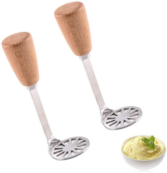 Dailygoods Kartoffelstampfer, 2 Teilig Hochwertiger Edelstahl 304 Ergonomischer, Rutschfester Griff Korrosionsbeständig Maße: 15 X 5 Cm Leichtgew