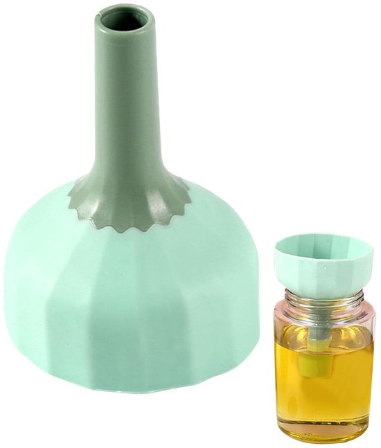 Set Mit 2 Multifunktionalen Kunststofftrichtern In Mintgrün Für Küche, Zum Nachfüllen Kleiner Flaschen Und Für Kosmetikartikel, 7 X 7 X 9 Cm