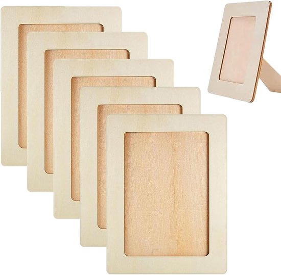 Dailygoods Holzbilderrahmen 4 Stück Bastelrahmen Rechteckig Tischaufsteller 14 X 19 Cm Holzfarbe Rahmen