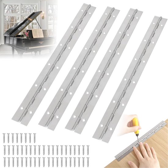 Klavierband Aus Edelstahl, 30 Cm 4er Set Langlebige Und Korrosionsbeständige Scharniere Für Aufbewahrungsboxen Und Bootsschränke