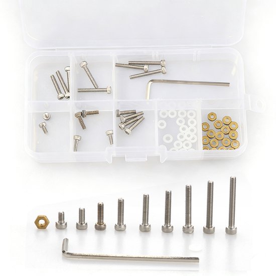 Schrauben Aus Edelstahl 304 Mit Zylindrischem Kopf Und Innensechskant 55 Teiliges Set In Einer Schachtel (schrauben, Bolzen, Muttern Und Befestig