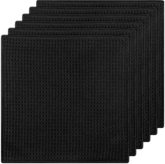 Dailygoods 6 Mikrofasertücher, 20 X 20 Cm, Schwarz