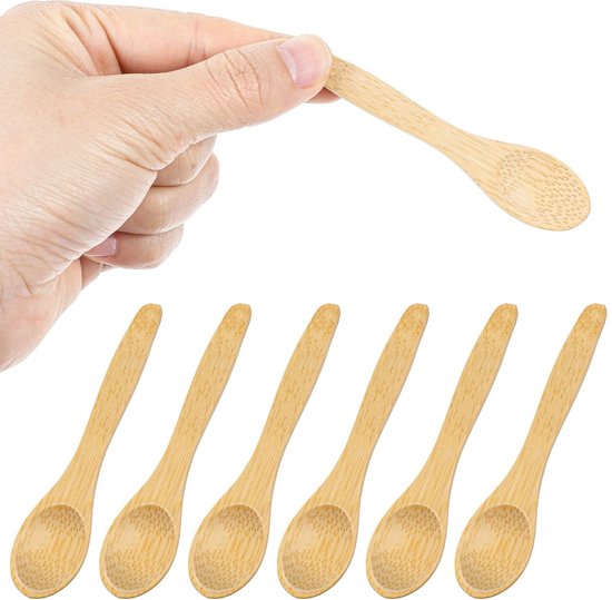 Dailygoods 6 Kleine Holzlöffel Mini Bambuslöffel, Handgefertigt