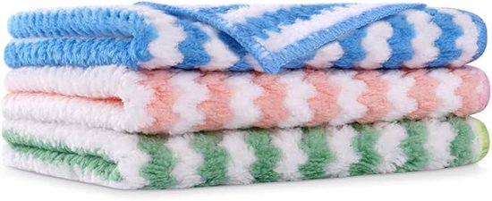 Set Mit 3 Saugfähigen Reinigungstüchern, Wiederverwendbare Mikrofasertücher Oberflächen