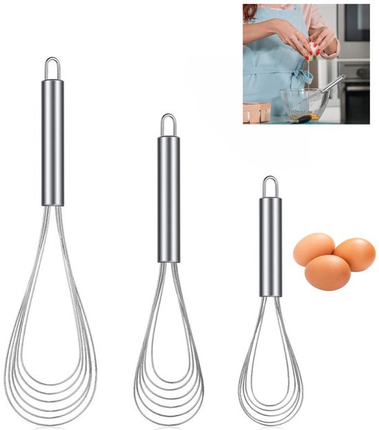 3 Teiliges Set Aus Flachen Edelstahl Schneebesen Flacher Edelstahl Schneebesen Fächerförmiger Edelstahl Schneebesen Multifunktionaler Handmixer 2