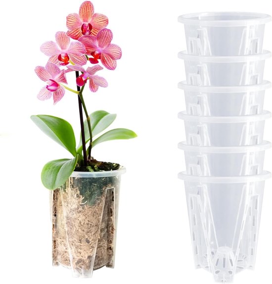 Blumentöpfe Orchideentöpfe 6 Stück Orchideentöpfe Mit Löchern Stabile Orchideentöpfe Aus Kunststoff Zum Umtopfen Orchideenpflanzgefäße Transparen