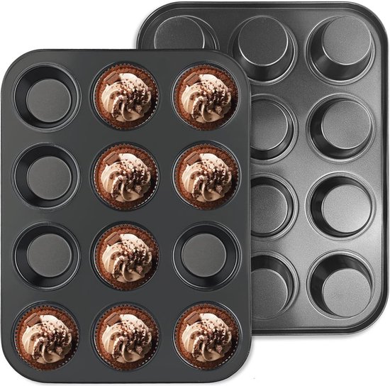 2er Pack Muffinform Für 24 Muffins Antihaftbeschichtet, Bpa Frei, Standard Backform 35 X 27 X 3 Cm Für Cupcakes Und Brownies