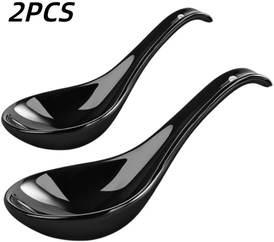 2 Teilig Löffel Suppenkelle Esslöffel Keramik Geschirr Für Zuhause Und Gastronomie Servieren Würzen Schwarz 16,5 X 5 X 2 Cm