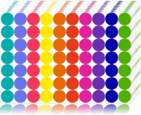 Bunte Punktaufkleber 1400 Stück Runde, Farbcodierte Etiketten