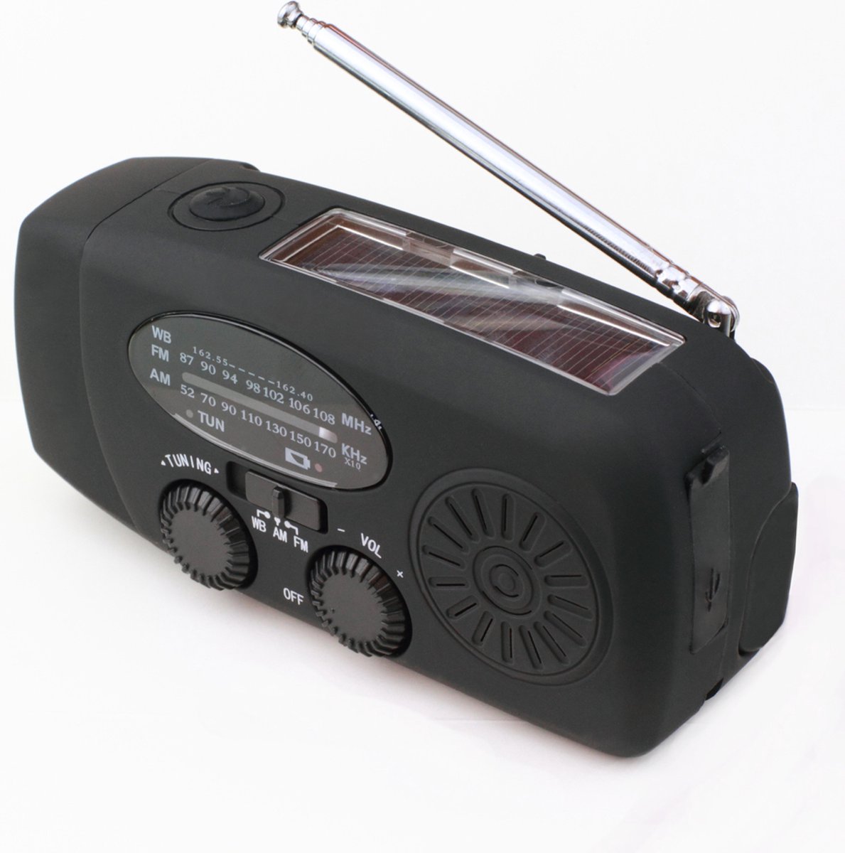 Tragbares Notfallradio – Notfallradio – Powerbank (2000 Mah) – Taschenlampe – Solarbetrieben – Usb-kabel – Notfallset – Solar-powerbank – Kunststoff – Schwarz
