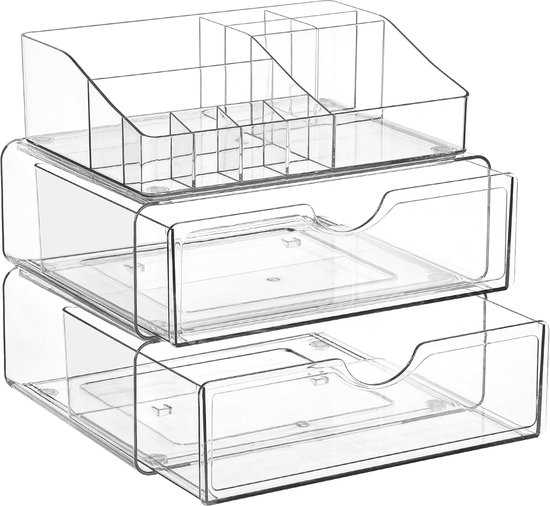 Badezimmer Aufbewahrungsregal Make Up Aufbewahrungssystem 3 Stufig, Transparent Badezimmermöbel Kosmetikregal Aufbewahrungsorganizer Badezimmerac