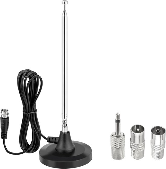 Dab/fm Radioantenne Inkl. 3 Adapter Teleskopantenne Mit Magnetfuß Einfache Installation Zimmerantenne Für Fm/dab Empfang Schwarz