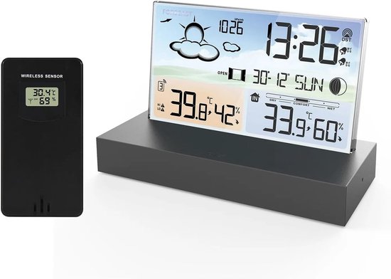 Digitale Wetterstation Digitales Thermometer Mit Drahtlosem Sensor Wetterstation Für Temperatur Und Luftfeuchtigkeit Wettervorhersage Desktop Ele