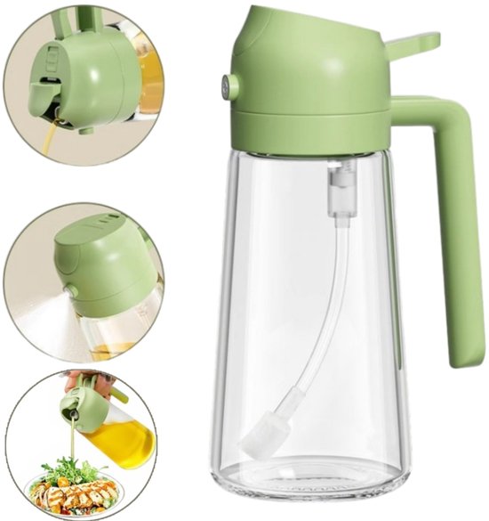 Ölspenderflasche Sprühflasche Ausgießflasche Sprüh Und Ausgießfunktion Küchenhelfer Für Küche, Restaurants, Kochen, Grillen Und Barbecue Grün 7,7