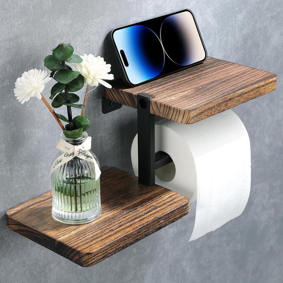 Wandmontierter Toilettenpapierhalter Aus Holz Badezimmerpapierhalter, Toilettenpapierhalter, Wandmontierter Toilettenpapierhalter Aus Holz Mit Ab