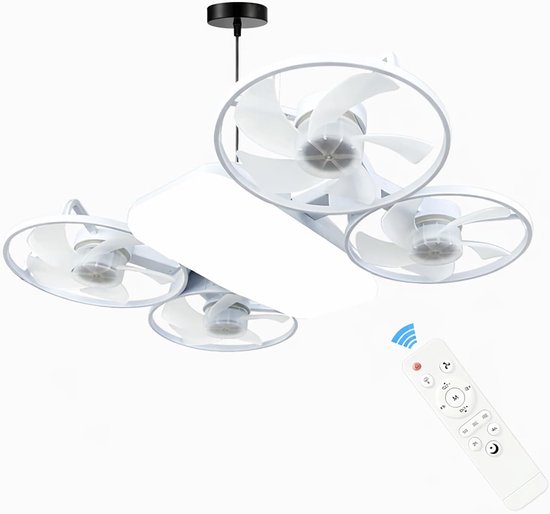 Stilvolle Ventilatorlampe Mit Fernbedienung Schraubbefestigung Dimmbare Led 3 Farben (3000k 6500k) Kabellos Für Schlafzimmer, Küche, Abstellraum