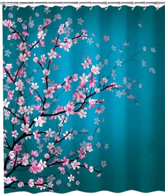 Duschvorhang Schimmelresistent Waschbares Polyester Duschvorhang Mit Kirschblütenmuster Für Bad Und Badewanne 180 X 180 Cm