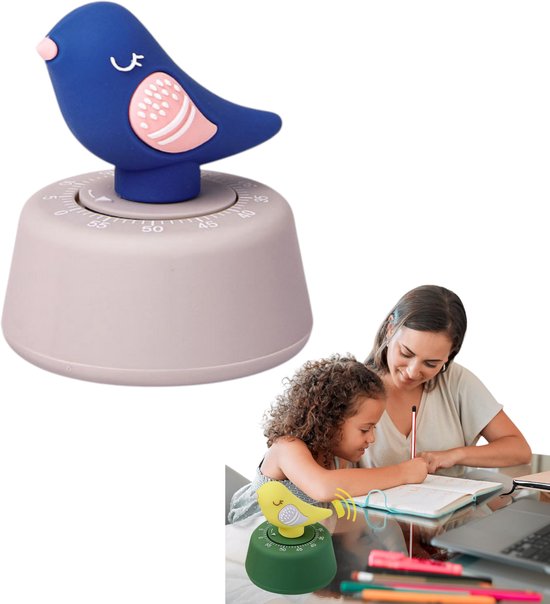 Küchentimer „zwitschernder Vogel“ Niedlicher Küchentimer Mechanischer Timer Vogelförmiger Timer Mechanischer Countdown Timer (60 Minuten) Blau