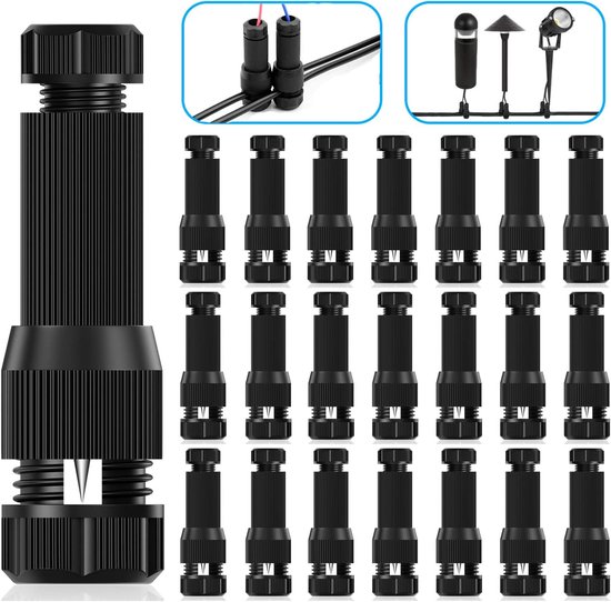 24 Stück Wasserdichte Niederspannungs Kabelverbinder 12 20 Awg Ersatzverbinder Für Gartenbeleuchtung