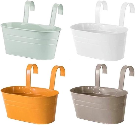 Stück Hängende Metallblumentöpfe, 27,5 Cm Große Pflanztöpfe, Hängende Blumenkübel Mit Abnehmbarem Haken Für Balkon, Zaun, Garten, Heimdekoration