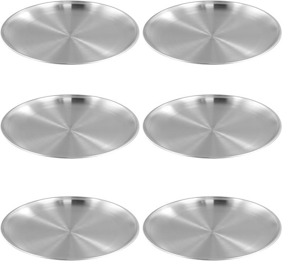 Set Mit 6 Edelstahltellern, 26 Cm Langlebig, Bpa Frei Und Stoßfest Für Camping, Picknicks Und Partys