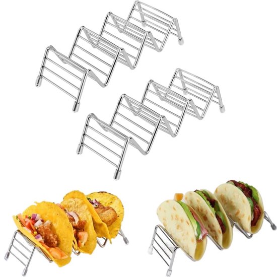 2 Teiliges Taco Zangen Set Aus Edelstahl Taco Halter Tortilla Tabletthalter Wave Werkzeug Küchenhelfer Für Tacos Silber Für Tacos Mit Harten Oder