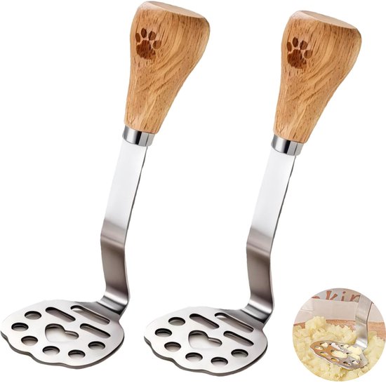 2 Teiliger Kartoffelstampfer Mini Avocadostampfer Mit Rutschfestem Holzgriff Gemüsestampfer Kartoffel Und Bohnenstampfer Aus Edelstahl Kleiner Le