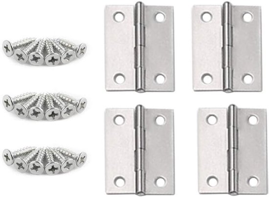 Möbelscharniere Aus Edelstahl Tür Und Schrankscharniere Mit Befestigungsschrauben, 1 Zoll (25 X 24 X 8 Mm) 4er Set Für Langlebige Anwendungen