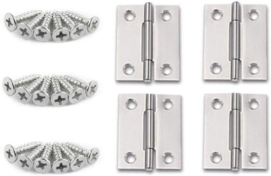 Möbelscharniere Aus Edelstahl Tür Und Schubladenscharniere Mit Befestigungsschrauben, 1,5 Zoll (38 X 30 X 1 Mm) 4er Set Für Langlebige Anwendunge