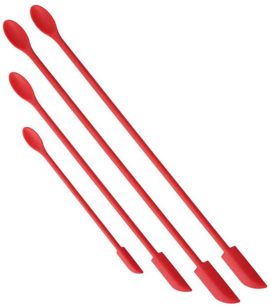 4 Teiliges Rotes Silikonspatel Set Mini Topfschaber Lebensmittelschaber Für Die Küche