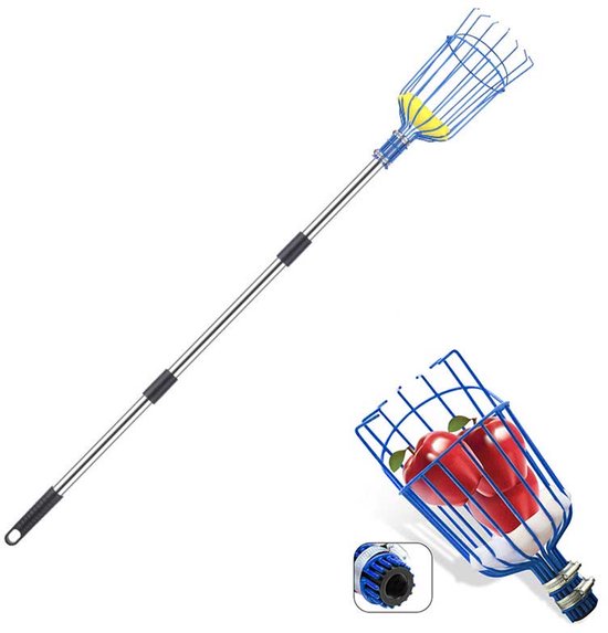 Obstpflücker Mit Kurbelmechanismus Teleskop Obstpflücker Aus Edelstahl Obstpflücker Für Bäume Obstkorb 4 Meter Langer Teleskopstiel Für Gartenfrü