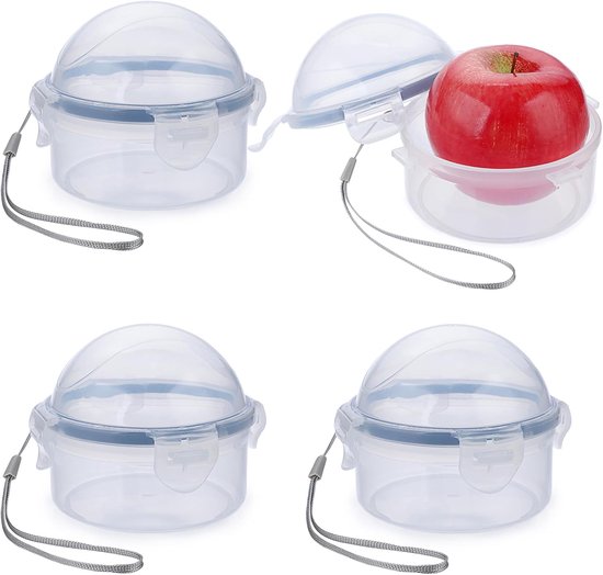 4 Stück Obst Und Gemüseaufbewahrungsbehälter Mit Deckel Für Zwiebeln, Tomaten, Zitronen, Äpfel Kleine Gefrierbehälter Runder Verschluss Feuchtigk