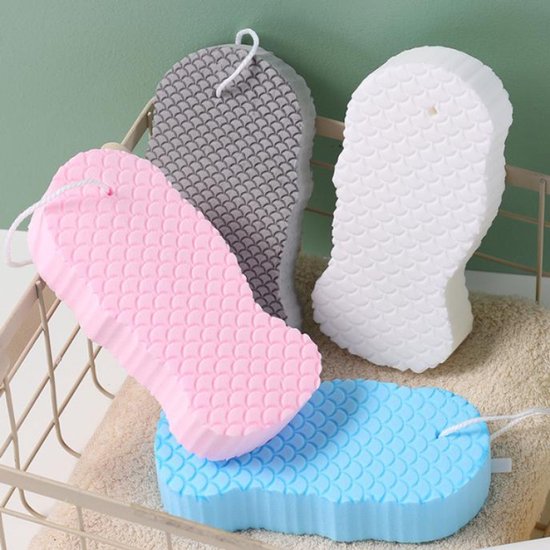 Badeschwamm 4 Stück Scheuerschwamm Weicher Schwamm Pva Massageschwamm Badezimmerzubehör Dusche Wiederverwendbar 13,5 X 6,7 X 2,6 Cm Weiß, Grau, B