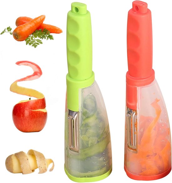 2 Teilig Multifunktionaler Obst Und Gemüseschäler Mit Halterung Rutschfester Griff Schäler Aus Edelstahl Für Zuhause, Küche Und Büro