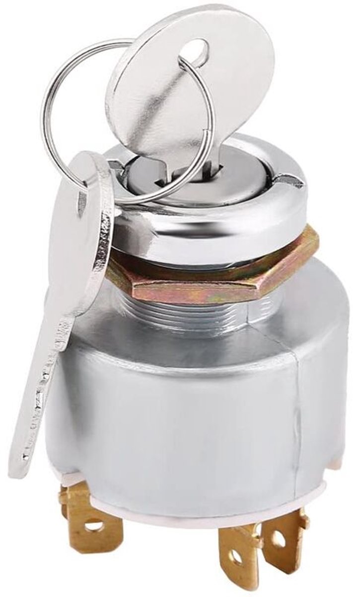 Für Zündschalter, 12v Universal Motorstartschalter 3 Positionen Ein/aus Zündschalter Mit Schlüssel Silber