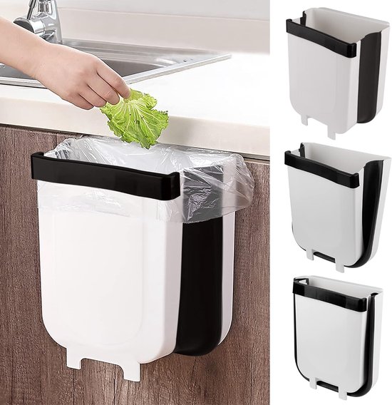 9 Liter Hänge Und Faltbarer Kunststoff Mülleimer Für Küchenschranktür, Badezimmer, Auto Und Toilette