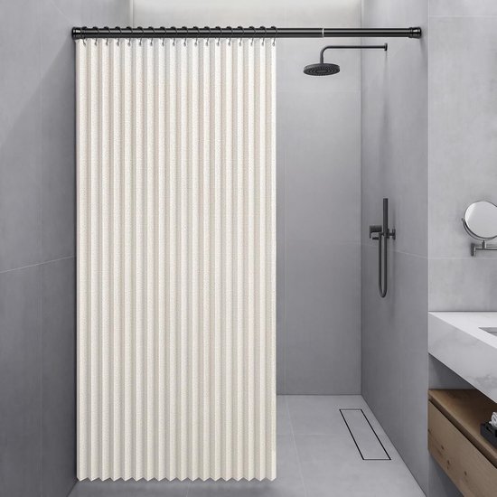 Wasserdichter, Faltbarer Duschvorhang 150 X 200 Cm Anti Schimmel Leinenoptik Magnetverschluss Beige