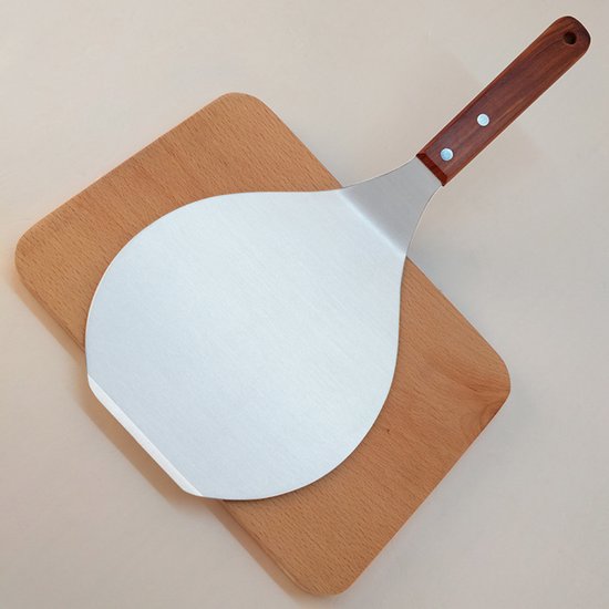 Runde Pizzaschaufel, 33 Cm (13 Zoll), Große Größe Edelstahl Mit Holzgriff Sichere Schaufel Für Pizza Und Kuchen
