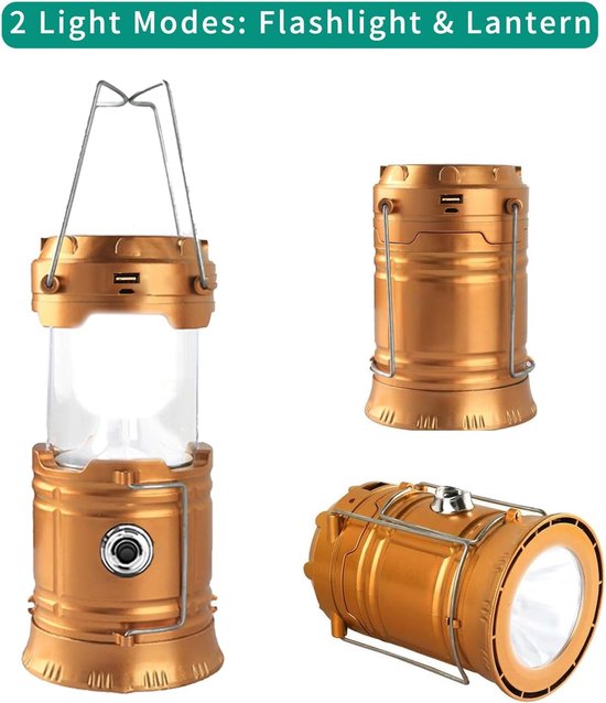 2 In 1 Solar Und Wiederaufladbare Led Campinglampe Faltbare, Tragbare Taschenlampe Für Den Täglichen Gebrauch, Camping, Wandern, Nachtangeln Und