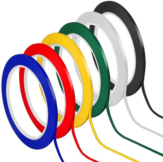 Bunte Klebestreifen Für Whiteboards 6 Rollen 3 Mm Breit Kreppband In 6 Verschiedenen Farben Klebeband Für Diagramme, Künstler Und Modellbau