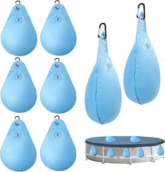 8 Stück Wassersack Für Die Poolwand Wassersack In Tropfenform Pvc Himmelblau 35 X 24 Cm Flacher Wassersack Pool Wassersack Mit Haken