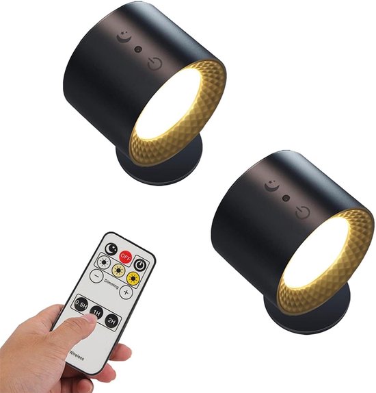 Set Mit 2 Ferngesteuerten Magnetischen Touch Wandleuchten, Led Wandstrahlern, 3 Helligkeitsstufen, 3 Farbtemperaturen, Mit Usb Ladeanschluss