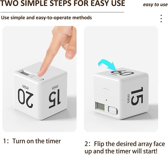 Digitaler Tischtimer Mit Würfel Schwerkraftsensor Und Led Anzeige, Pomodoro Technik Für Mehr Produktivität, 15/20/30/60 Minuten Countdown, Pause,
