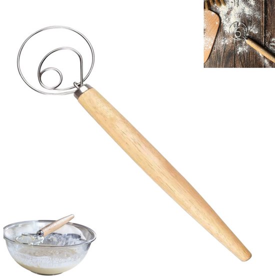 Stück Teigrührer/schneebesen Teigkneter/schneebesen Für Sauerteigbrot Dänischer Schneebesen Teigrührer Spiral Schneebesen 33 Cm Holz Handgerät Mi
