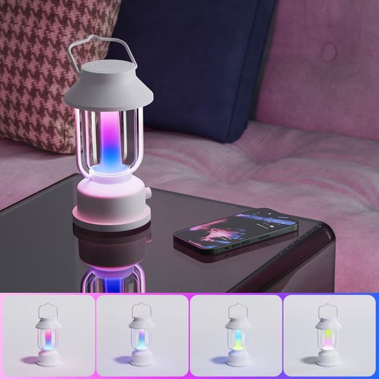 Tragbare Lampe, Mini Campinglampe, Farbenfrohe Lampe, Stimmungsvolles Nachtlicht, Bluetooth, Lautsprecher, Tragbare Tischlampe